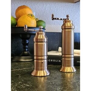 Pair Hearth & Hand With Magnolia Salt & Pepper Copper Finish Crank Grinder NEW
